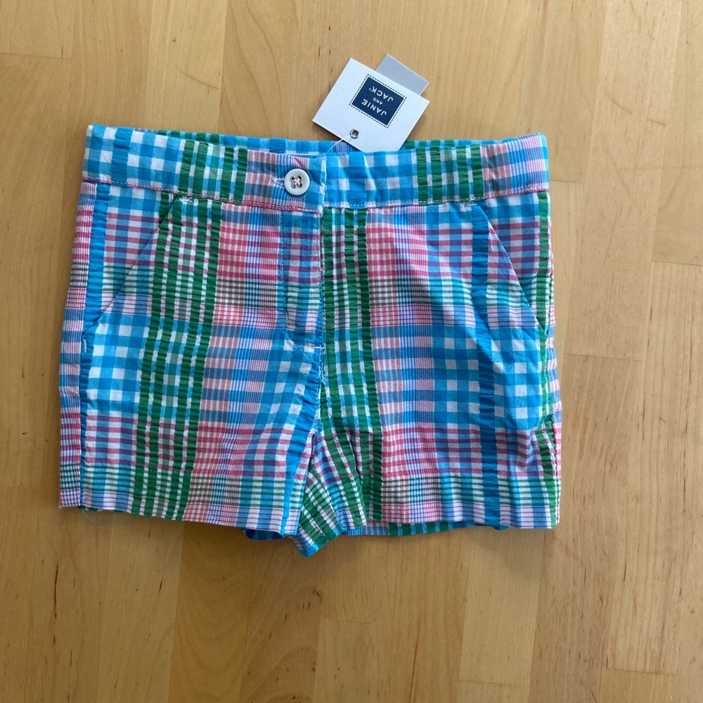 NWT Janie and Jack plaid shorts for girl. Size 18-24 months.